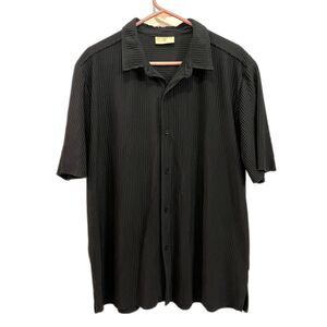 YOUNGLA Black Ribbed Button Up Shirt Top  Mens Size Large